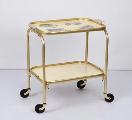 Mid-Century Italian Golden Aluminum & Formica Bar Cart, 1950s-JDR-1137882