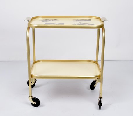 Mid-Century Italian Golden Aluminum & Formica Bar Cart, 1950s-JDR-1137882