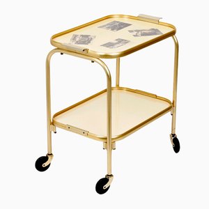 Mid-Century Italian Golden Aluminum & Formica Bar Cart, 1950s-JDR-1137882