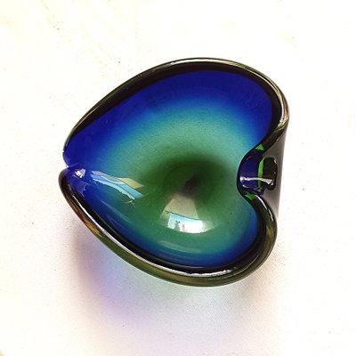 Mid-Century Italian Green and Blue Sommerso Murano Glass Bowl, 1960s-NUX-593251