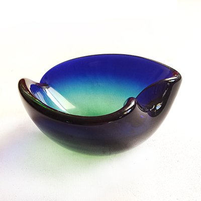 Mid-Century Italian Green and Blue Sommerso Murano Glass Bowl, 1960s-NUX-593251