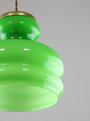 Mid-Century Italian Green Brass and Glass Pendant Lamp-HGJ-1756896