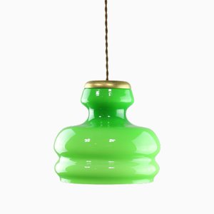 Mid-Century Italian Green Brass and Glass Pendant Lamp-HGJ-1756896