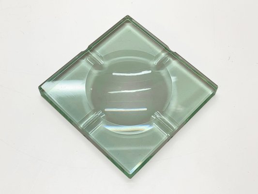 Mid-Century Italian Green Crystal Glass Squared Ashtrays from Fontana Arte, Set of 2-JDR-1125501