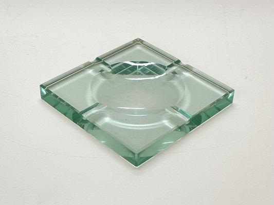 Mid-Century Italian Green Crystal Glass Squared Ashtrays from Fontana Arte, Set of 2-JDR-1125501