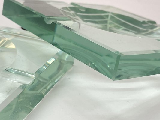 Mid-Century Italian Green Crystal Glass Squared Ashtrays from Fontana Arte, Set of 2-JDR-1125501