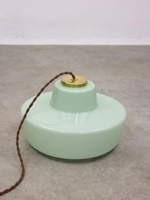 Mid-Century Italian Green Glass and Brass Pendant Lamp-HGJ-1720117