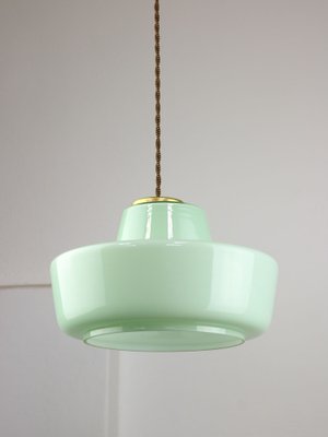 Mid-Century Italian Green Glass and Brass Pendant Lamp-HGJ-1720117