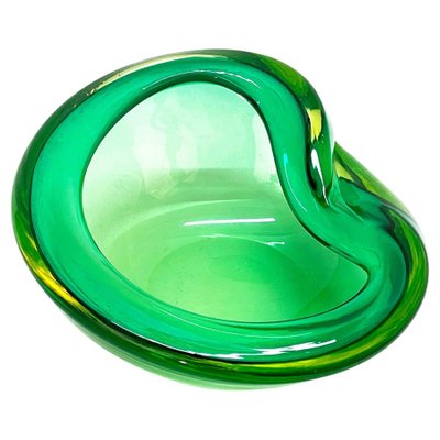 Mid-Century Italian Green Sommerso Murano Glass Decorative Bowl by Flavio Poli, 1960s-JDR-1125442