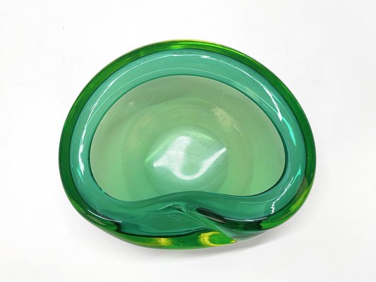 Mid-Century Italian Green Sommerso Murano Glass Decorative Bowl by Flavio Poli, 1960s-JDR-1125442