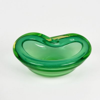 Mid-Century Italian Green Sommerso Murano Glass Decorative Bowl by Flavio Poli, 1960s-JDR-1125442