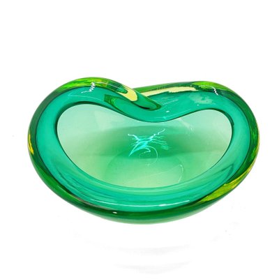 Mid-Century Italian Green Sommerso Murano Glass Decorative Bowl by Flavio Poli, 1960s-JDR-1125442