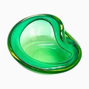 Mid-Century Italian Green Sommerso Murano Glass Decorative Bowl by Flavio Poli, 1960s-JDR-1125442