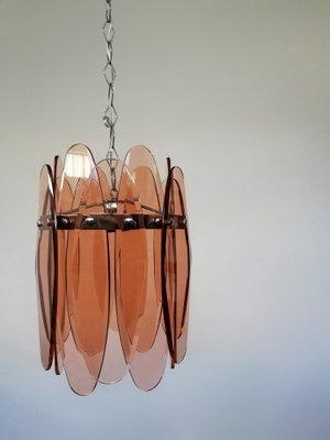 Mid-Century Italian Ground Pink Glass Ceiling Lamp from Veca-UIW-1188051