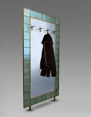 Mid-Century Italian Hallway Mirror and Coat Rack in the Style of Fontana Arte-IEI-980378