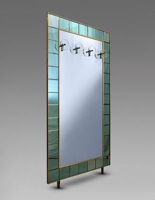 Mid-Century Italian Hallway Mirror and Coat Rack in the Style of Fontana Arte-IEI-980378