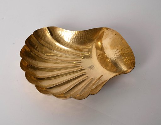 Mid-Century Italian Handmade Brass Shell Shaped Bowls for Metal Art, 1970s, Set of 3-JDR-1310724