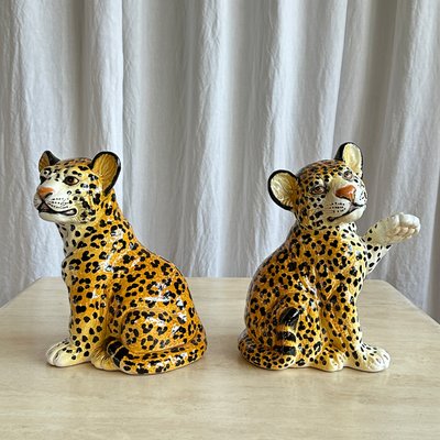 Mid-Century Italian Handmade Ceramic Baby Leopards, 1970s, Set of 2-NOT-2019827