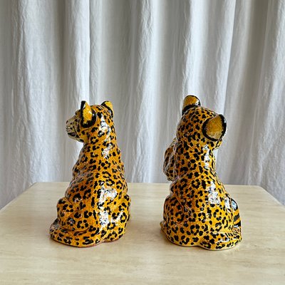 Mid-Century Italian Handmade Ceramic Baby Leopards, 1970s, Set of 2-NOT-2019827