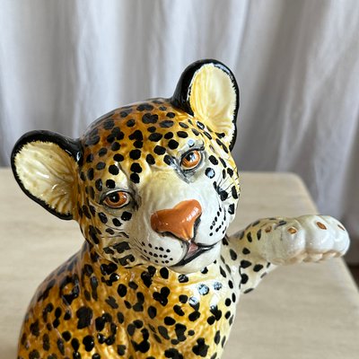 Mid-Century Italian Handmade Ceramic Baby Leopards, 1970s, Set of 2-NOT-2019827