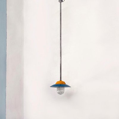 Mid-Century Italian Industrial Metal Colored Chandelier by Palazzoli, 1950s-GDD-1097204