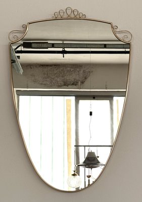 Mid-Century Italian Large Brass Mirror in the style of Gio Ponti, 1960s-VNE-2017252