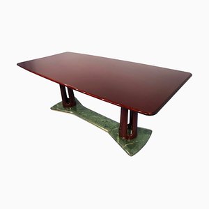 Mid-Century Italian Mahogany and Marble Dining Table by Vittorio Dassi, 1950s-MTX-730944