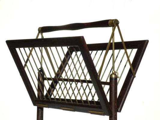 Mid-Century Italian Mahogany Magazine Rack by Cesare Lacca, 1950s-KGD-731222