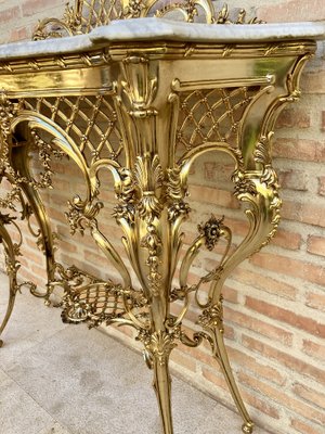 Mid-Century Italian Marble Top & Bronze Console, 1960-NOU-1773583