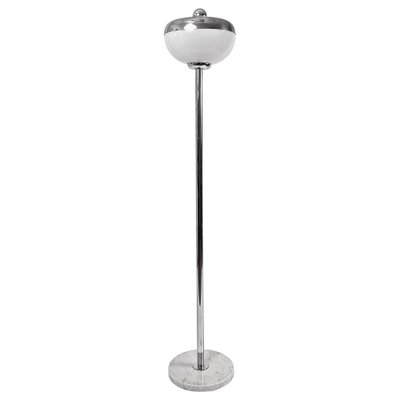 Mid-Century Italian Metal, Aluminum and Carrara Marble Base Floor Lamp, 1970s-JDR-1126138