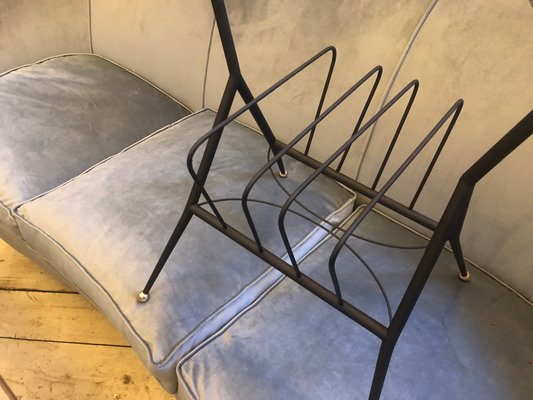 Mid-Century Italian Metal and Brass Magazine Rack, 1950s-NMK-690491