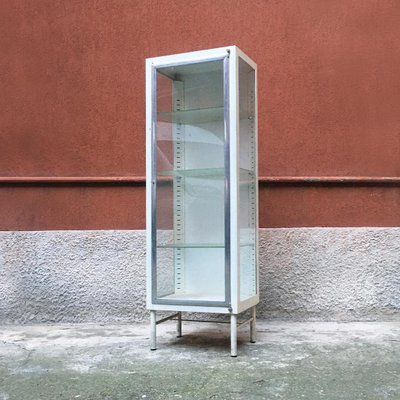 Mid-Century Italian Metal Display Cabinet with Three Internal Shelves, 1950s-GDD-1097325