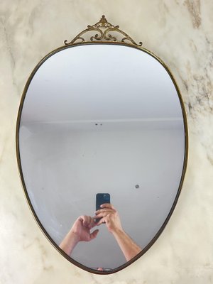 Mid-Century Italian Mirror in Brass, 1960s-YST-1754570