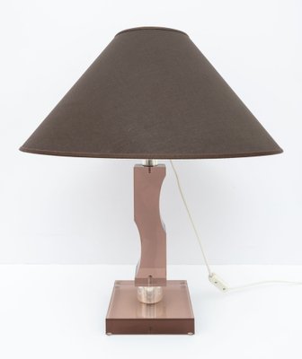 Mid-Century Italian Modern Acrylic Glass and Silver Table Lamp, 1970s-FER-1699902