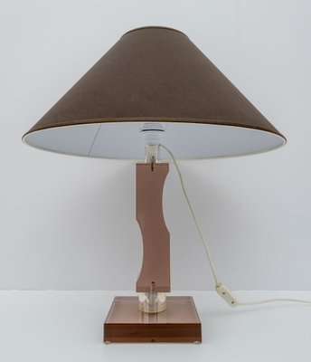 Mid-Century Italian Modern Acrylic Glass and Silver Table Lamp, 1970s-FER-1699902