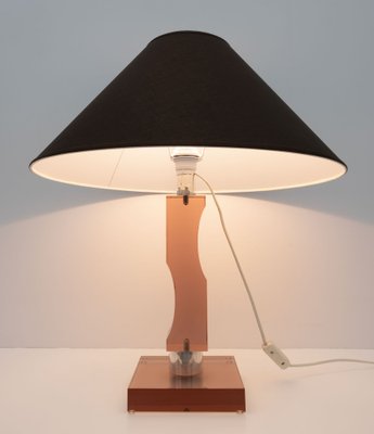 Mid-Century Italian Modern Acrylic Glass and Silver Table Lamp, 1970s-FER-1699902