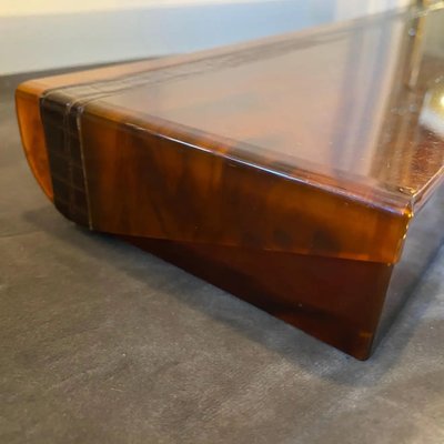 Mid-Century Italian Modern Acrylic Glass Tortoise Effect Box, 1970s-NMK-1453545