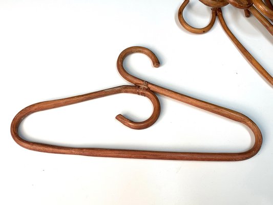 Mid-Century Italian Modern Bamboo and Rattan Coat Hangers, 1970s, Set of 8-JDR-1125448