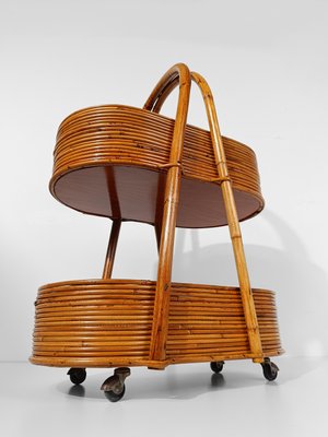 Mid-Century Italian Modern Bar Cart in Bamboo, Cane & Rattan, 1960s-UIW-2033164