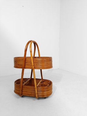 Mid-Century Italian Modern Bar Cart in Bamboo, Cane & Rattan, 1960s-UIW-2033164