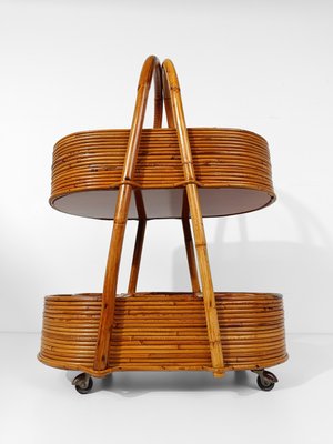 Mid-Century Italian Modern Bar Cart in Bamboo, Cane & Rattan, 1960s-UIW-2033164