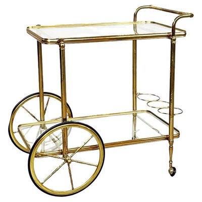 Mid-Century Italian Modern Bar Cart in Brass & Glass, 1950s-GDD-1230453