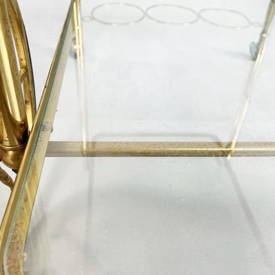 Mid-Century Italian Modern Bar Cart in Brass & Glass, 1950s-GDD-1230453