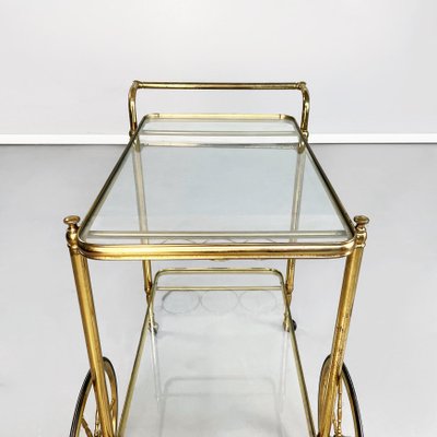 Mid-Century Italian Modern Bar Cart in Brass & Glass, 1950s-GDD-1230453