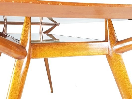 Mid-Century Italian Modern Beech Wood and Glass Dining Table from Isa, 1950s-RD-1819433