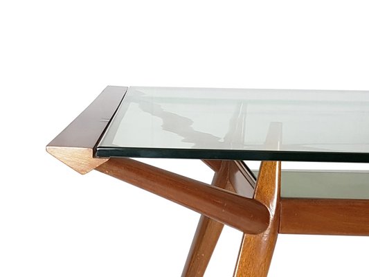 Mid-Century Italian Modern Beech Wood and Glass Dining Table from Isa, 1950s-RD-1819433