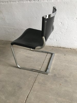 Mid-Century Italian Modern Black Leather Model 920 Cantilever Chairs by Carlo Bartoli, 1970s, Set of 4-DHH-1330609