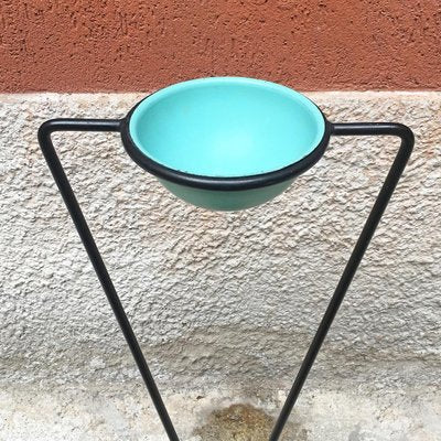 Mid-Century Italian Modern Blue Metal Floor Ashtray, 1980s-GDD-1096589