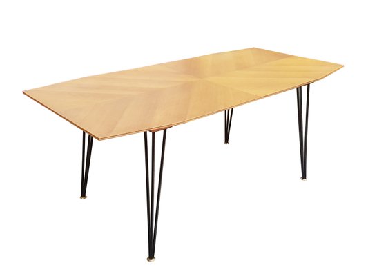 Mid-Century Italian Modern Brass and Black Metal Dining Table, 1950s-RD-2033694