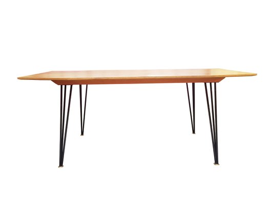 Mid-Century Italian Modern Brass and Black Metal Dining Table, 1950s-RD-2033694